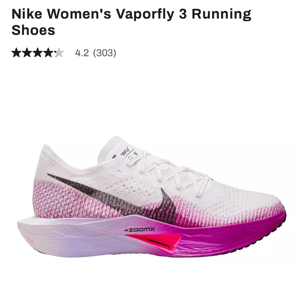 Nike Women's Vaporfly 3 Athletic Shoes - White and Pink Gradient